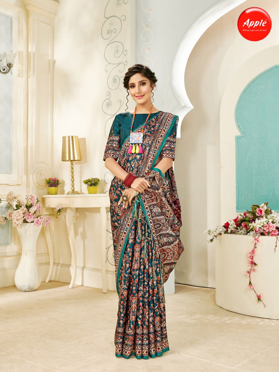 Apple Kashmiri Premium 5 Designer Latest Fancy Festive Wear Digital Printed Pashmina Silk Saree Collection
